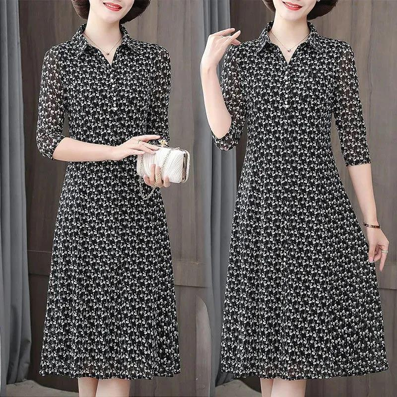 Factory Direct Sales Loss-Making Cheap Dress Women's Mid-Length 2023 Spring and Summer New Style Foreign Style Middle-Aged and Elderly Mothers Look Factory Direct Sales Loss-Making Cheap Dress Women's Mid-Length 2023 Spring and Summer New Style Foreign Style Middle-Aged and Elderly Mothers Look