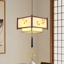 Song-Style Aesthetic Restaurant Pendant Light, New Chinese-Style Fabric and Solid Wood Homestay Tea Room Lamp, Chinese-Style Retro Study and Bedroom Lamp