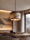 Song-Style Aesthetic Round Bamboo Leaf Chandelier Chinese Retro Zen Style Living Room Bedroom Dining Room Study Tea Room Fabric Lamp