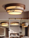 New Chinese-Style Song Dynasty Aesthetic Fabric Chandelier, Round Zen-Style Chinese Bamboo Leaf Painting, Living Room, Dining Room, Bedroom, Study Lamp