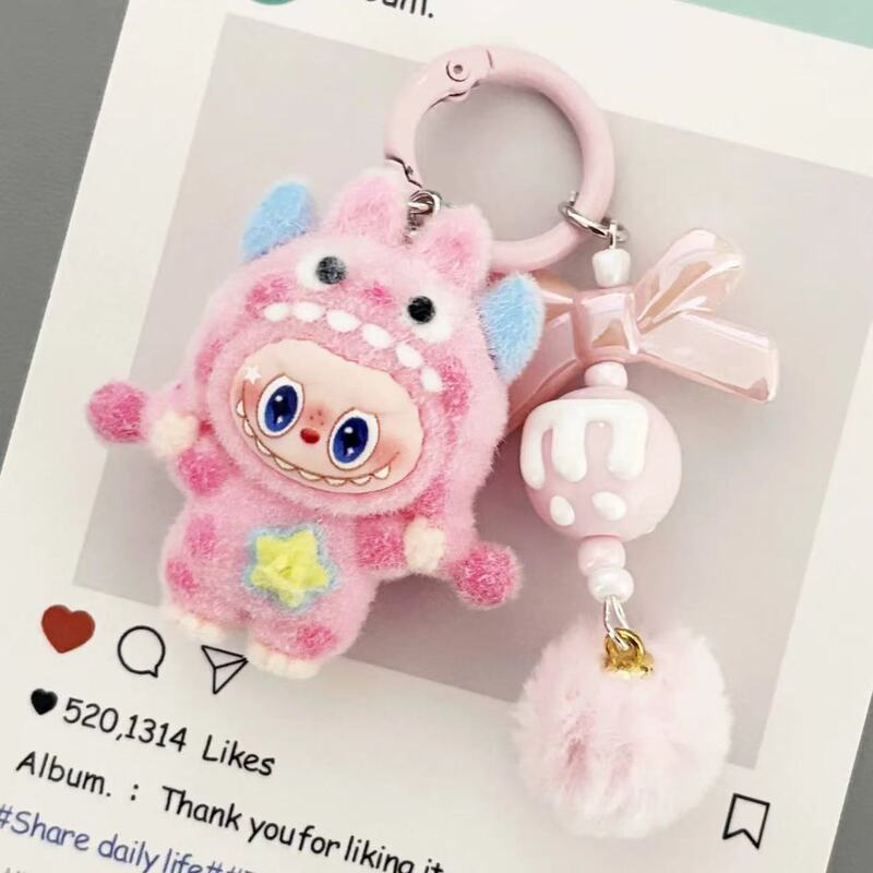 【Store Hot Sale】Flocked Polka Dot Monster Cloth Bag Pendant Student Keychain Backpack Decoration Keyring
