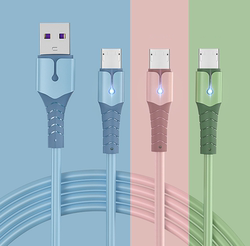 Applicable to Apple 14 luminescent data cable iPhone 13 mobile phone charging cable 12promax three-in-one silicone Android typec multi-function car multi-function
