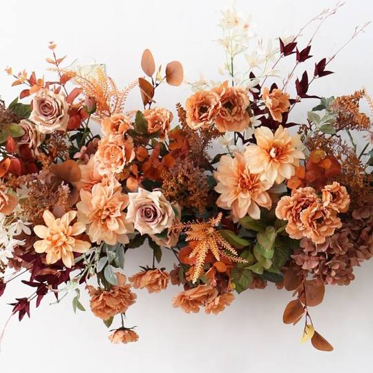 Винтажная цветочная композиция из искусственных цветов коричневого цвета для украшения стен, витрин, сцен, свадебных торжеств, декора проходов на мероприятиях, из шелковых цветов.