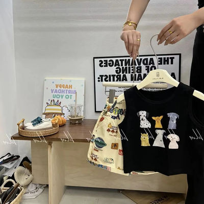Boys' vest 2026 Summer New Children's waistcoat T-shirt, fashionable small and medium-sized children's printed cartoon sleeveless top, trendy