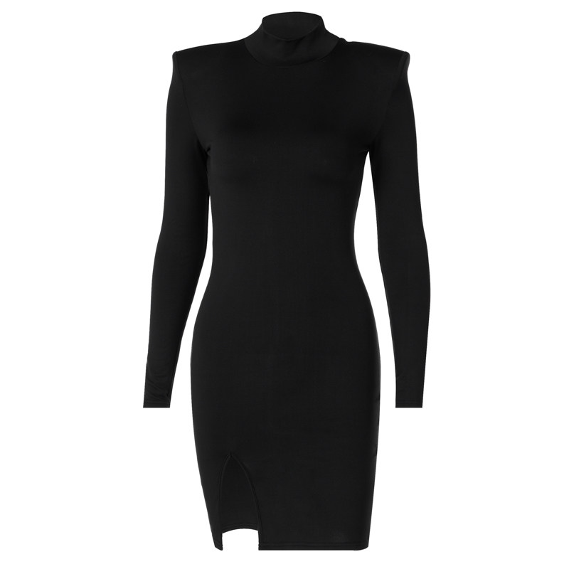 Женщины Hawthaw Women Spring осень с длинным рукавом Bodycon Soild Color 