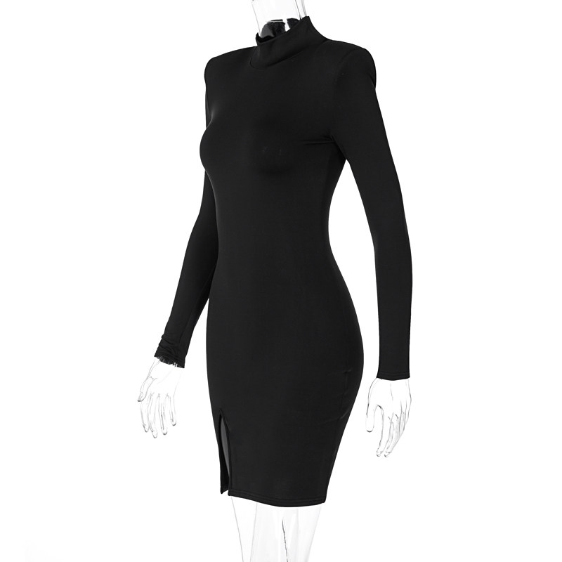 Женщины Hawthaw Women Spring осень с длинным рукавом Bodycon Soild Color 