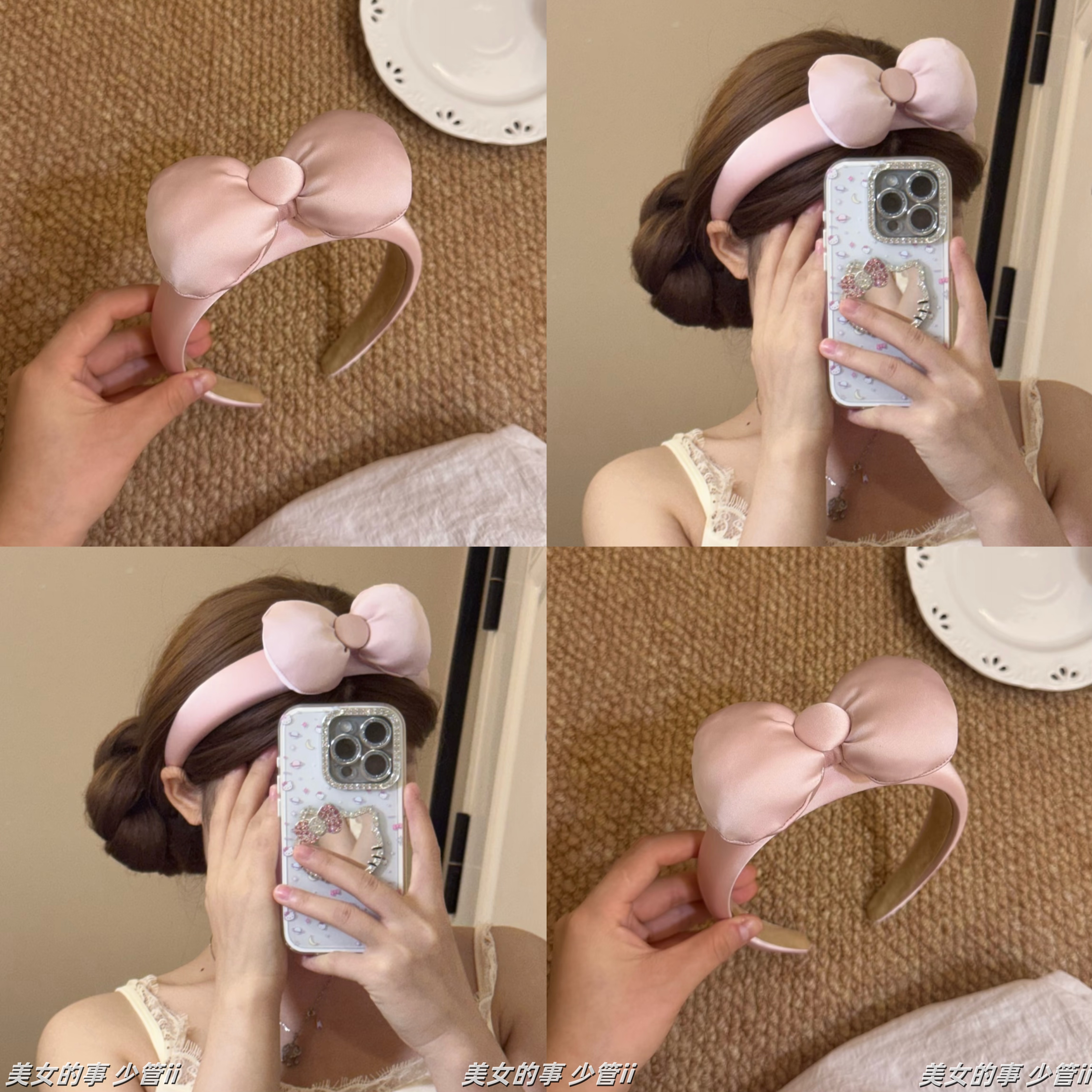 Cute cartoon bow headband for women, perfect for washing face and makeup, hair clip, hair accessory
