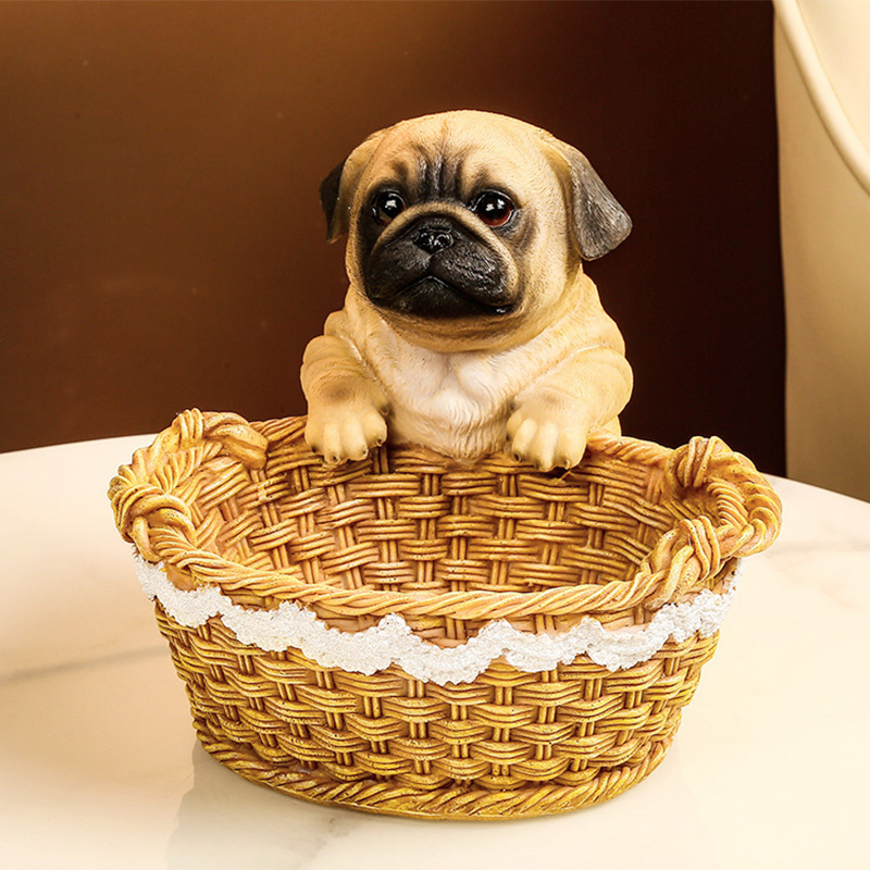 Dog-Shaped Key Holder Decoration for Entryway, Creative Home Decor for Living Room, Shoe Cabinet, Pug Decoration Crafts