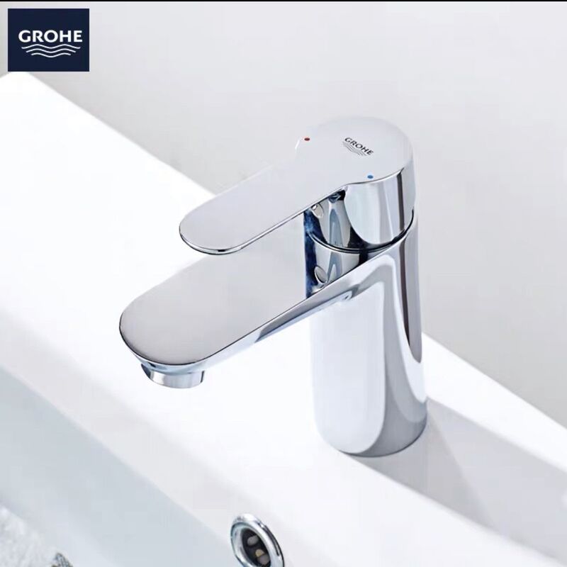 Grohe Single-Hole Basin Faucet, Hot and Cold Water, Pure Copper, Original Imported 32819000, with Drain Outlet
