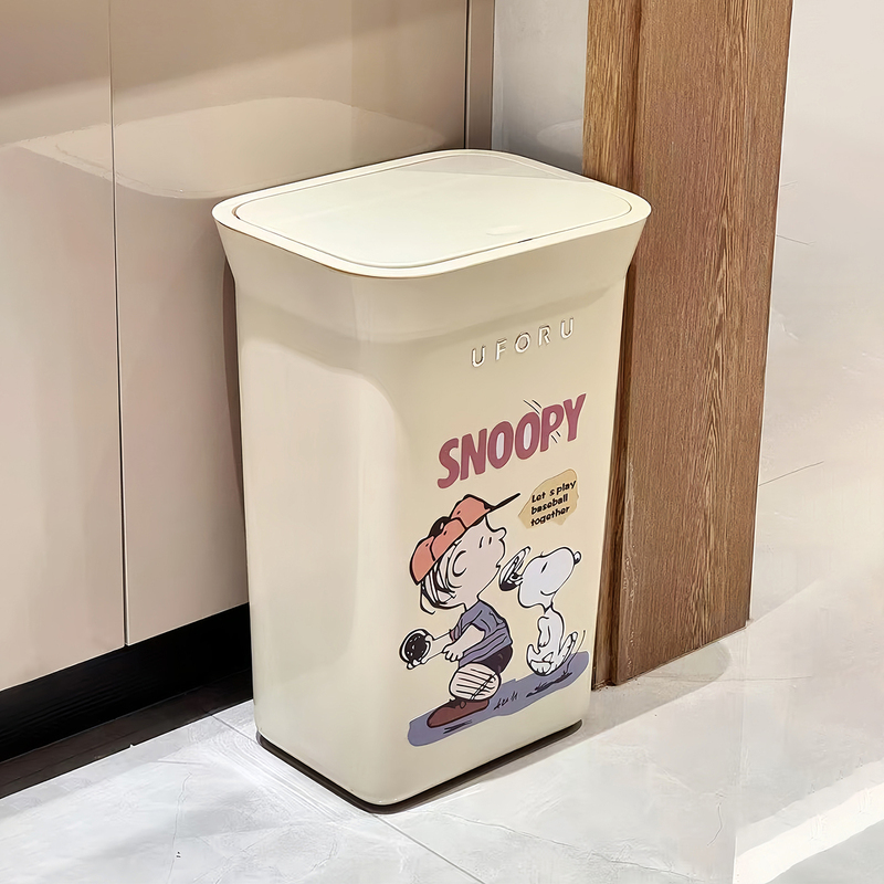 Snoopy Kitchen Trash Can, Large Capacity, with Lid, Odor-Proof, No Need to Bend Over, Stylish Waste Bin, New Model for Home Use