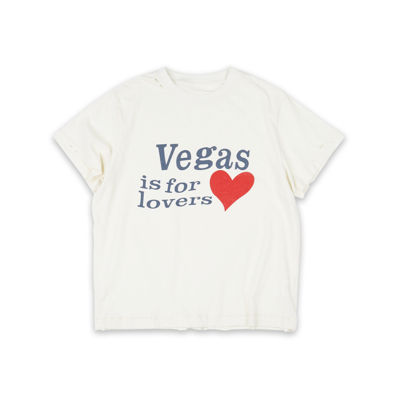 Sod Co. Retro Printed T-Shirt "Vegas Lovers" Short Silhouette Distressed Off-White Pure Cotton Short-Sleeved Summer Sod Co. Retro Printed T-Shirt "Vegas Lovers" Short Silhouette Distressed Off-White Pure Cotton Short-Sleeved Summer