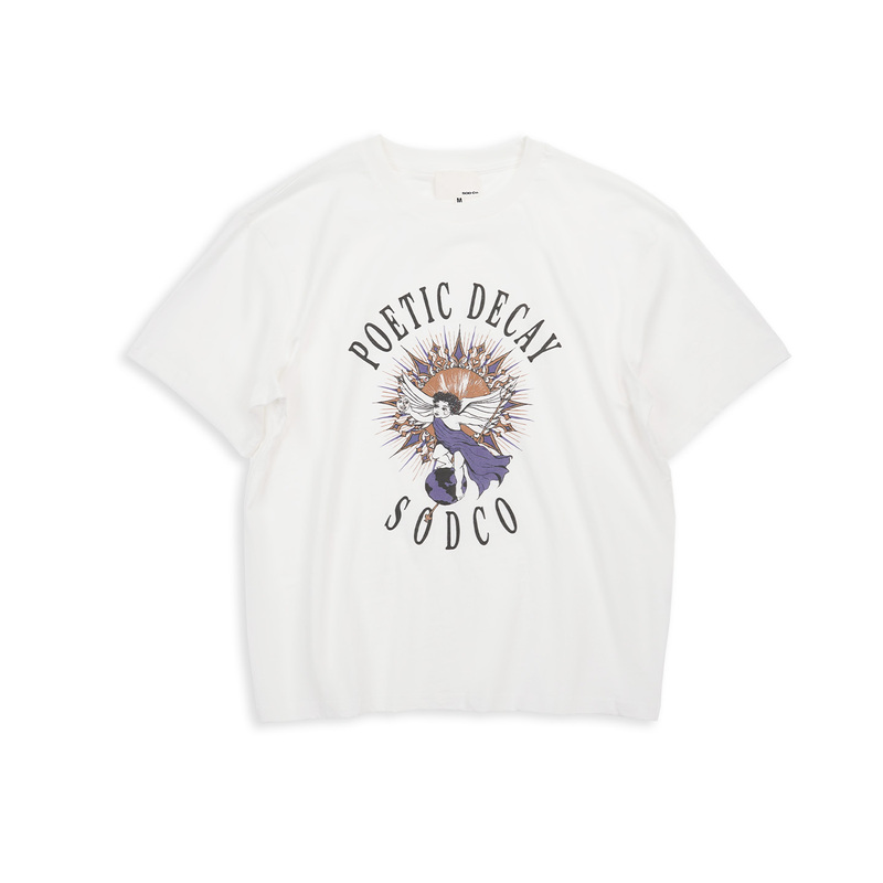 Sod Co. "Poetic Angel" Oversized T-Shirt Oversized Off-White Vintage Printed Slub Cotton