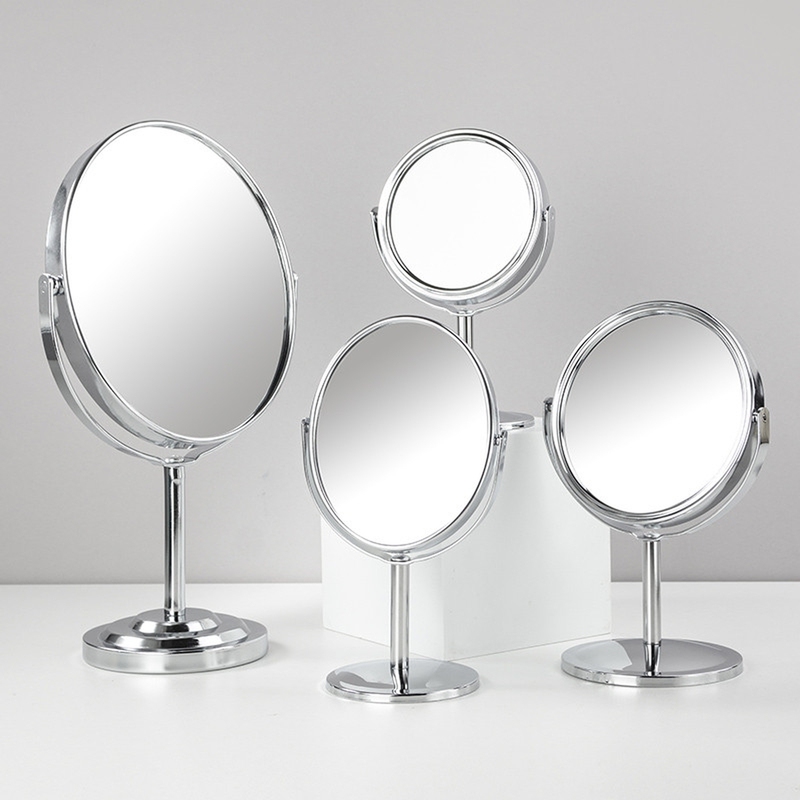 Small Mirror That Can Be Placed on the Desktop for Face Viewing, with One Side Magnifying and Two Sides for Regular Viewing, Suitable for Mini Bedrooms, Workstations, and Office Desks