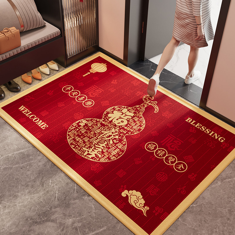 Red entrance door floor mat New Year's door entry door mat no-wash stain-resistant anti-slip carpet entrance home customization
