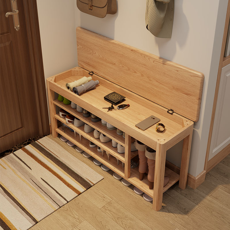 Wooden House Record Solid Wood Changing Shoes Stool Home Doorway Shoe Cabinet Sitting Stool integrated into the door Entrance can be sat in shoes storage stool-Taobao