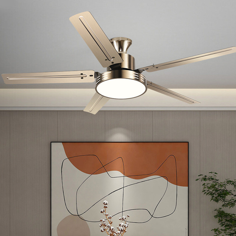 Chigo Stainless Steel Ceiling Fan Dining Room Fan Light Living Room Modern Minimalist Bedroom Led Variable Frequency Electric Fan Chandelier