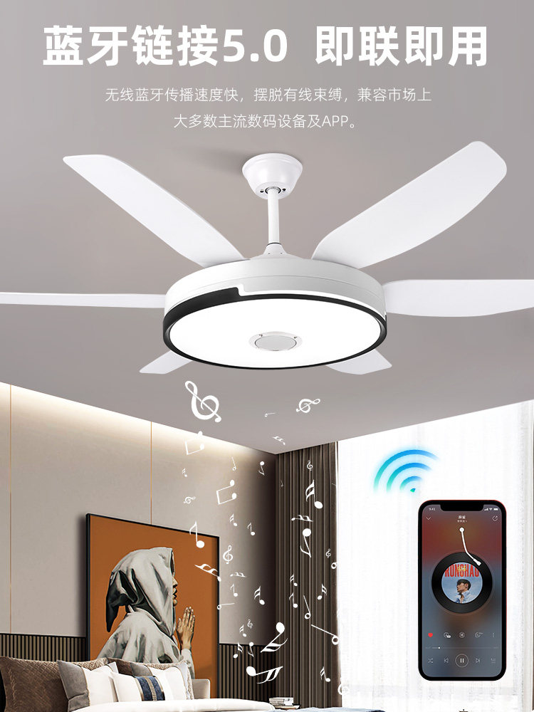 Chigo Large-Size Ceiling Fan Light for Living Room and Dining Room, New Model Fan Light Chandelier with Integrated Fan, Full Spectrum Fan Light
