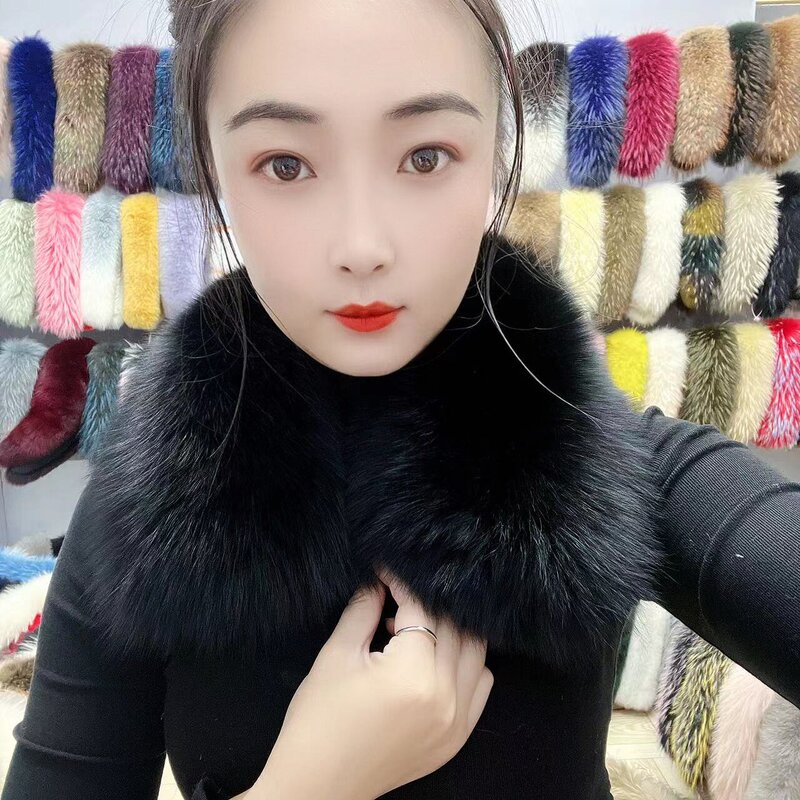 (52 to 55 Length) Genuine Leather and Real Fur Pure Black Fox Fur Square Collar Cashmere Coat Leather Jacket Style (52 to 55 Length) Genuine Leather and Real Fur Pure Black Fox Fur Square Collar Cashmere Coat Leather Jacket Style