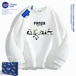 Nasa Collaboration Panda Crew Neck Sweatshirt Women 2024 New arrival Spring & Fall Styles Preppy style Trendy Easiest for match Long sleeves Tops