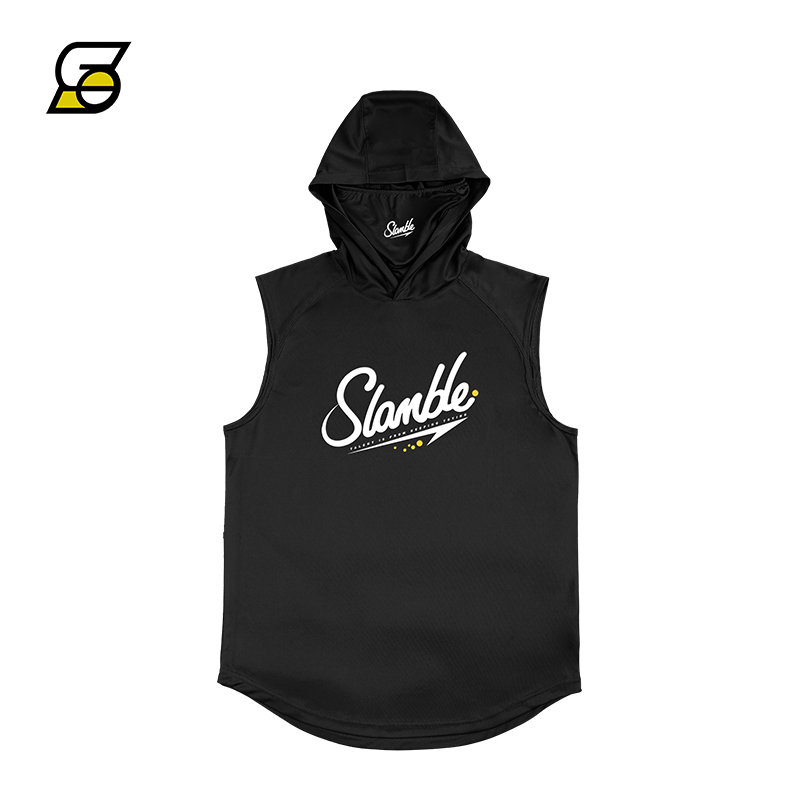Slamble New Style Vest Hooded Sleeveless Jacket Men's Basketball Sports Rugby Training Top Quick-Drying Breathable