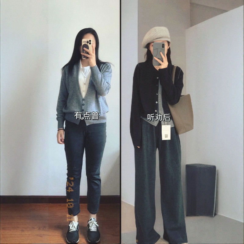 Early Autumn Outfit: a Complete Set of Plus-Size Korean-Style High-End Faux Two-Piece Long-Sleeved Knitted Cardigan and Casual Pants Set