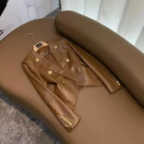 Дизайнерский короткий полиуретановый осенний пиджак классического кроя, тренд сезона, в стиле Шанель