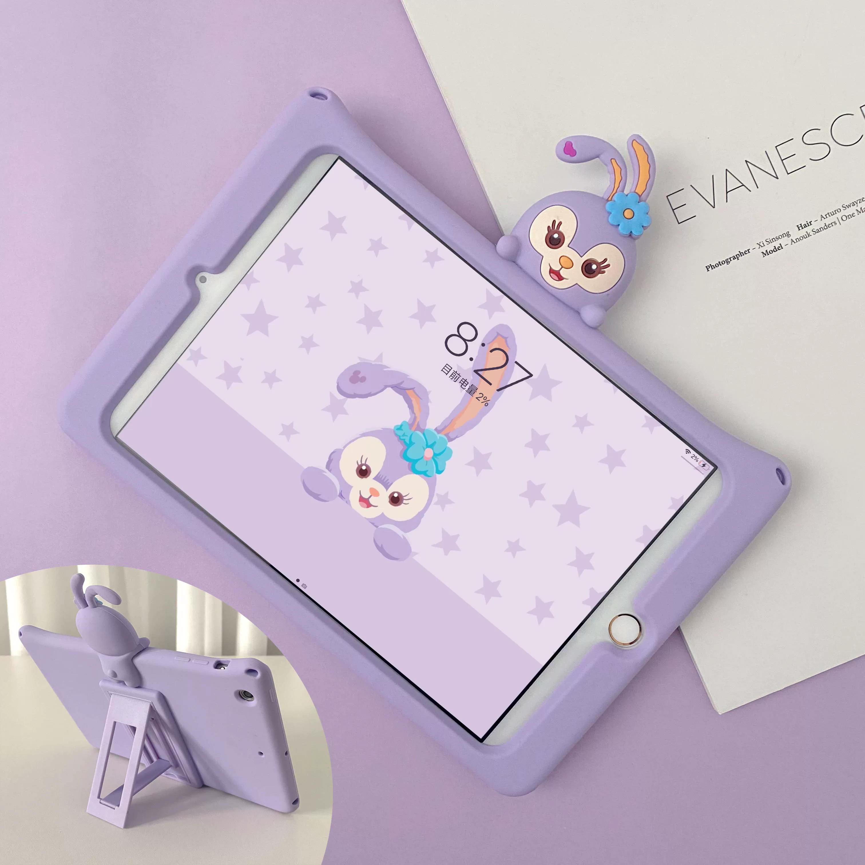 IPad Pro 2024 плоский защитный чехол 9-й поколения 10,2 дюйма 78 мультяшный ipad10 силикон новый простой медведь air6 подходящий для 10,5 против падения apple 9,7 дюйма мини56 дети 11 дюймов