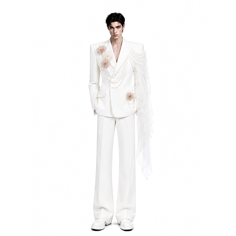 Shexu【Qiongxu】 Wide-Shoulder, Narrow-Waist Suit with a Stylish Design, Waist-Cinching Blazer, Group Broadcast Suit, Formal Suit