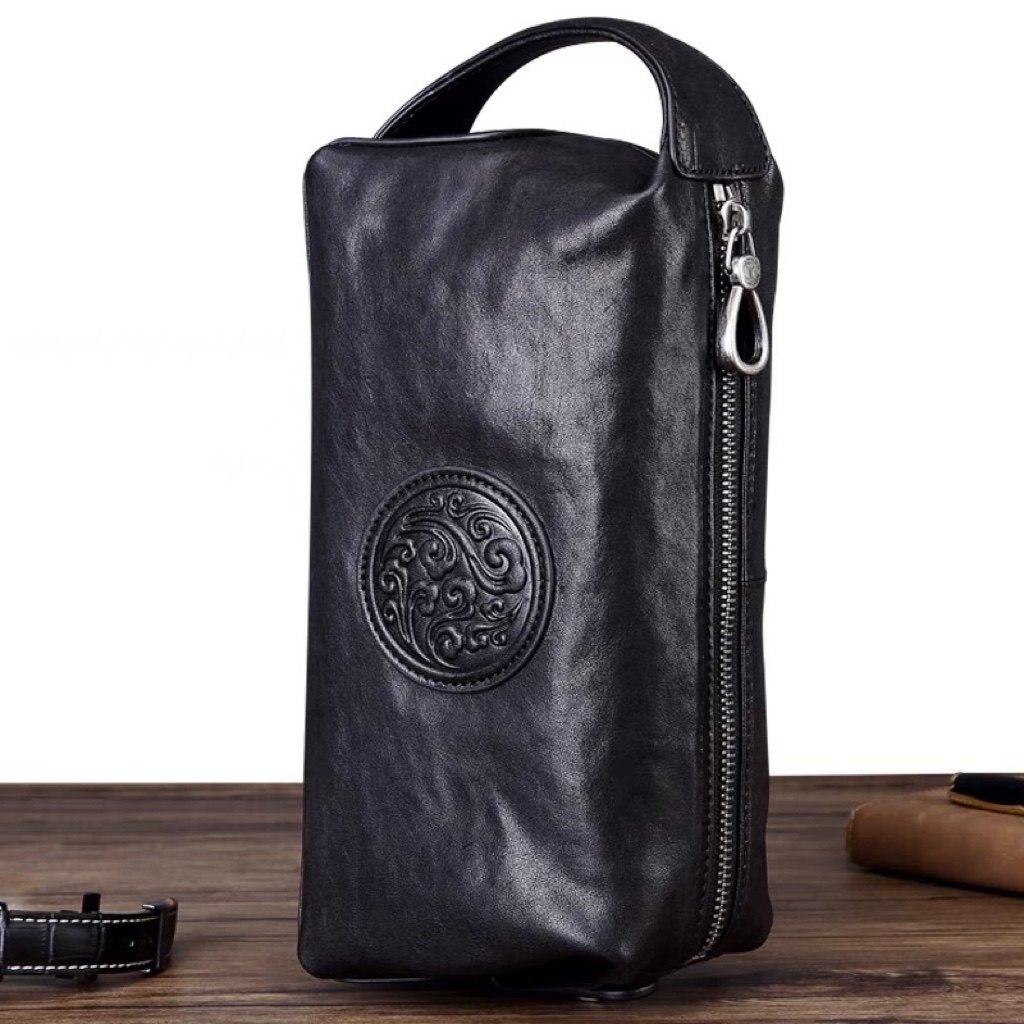 Special Cabinet Light Luxury Men Business Genuine Leather Handbag Casual Men's Hands Catch Baotou Layer Beef Leather Young Hand Grab Bag-Taobao