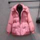 Large size pink down padded jacket women 2022 winter new loose foreign style thickened warm cotton padded hooded jacket women