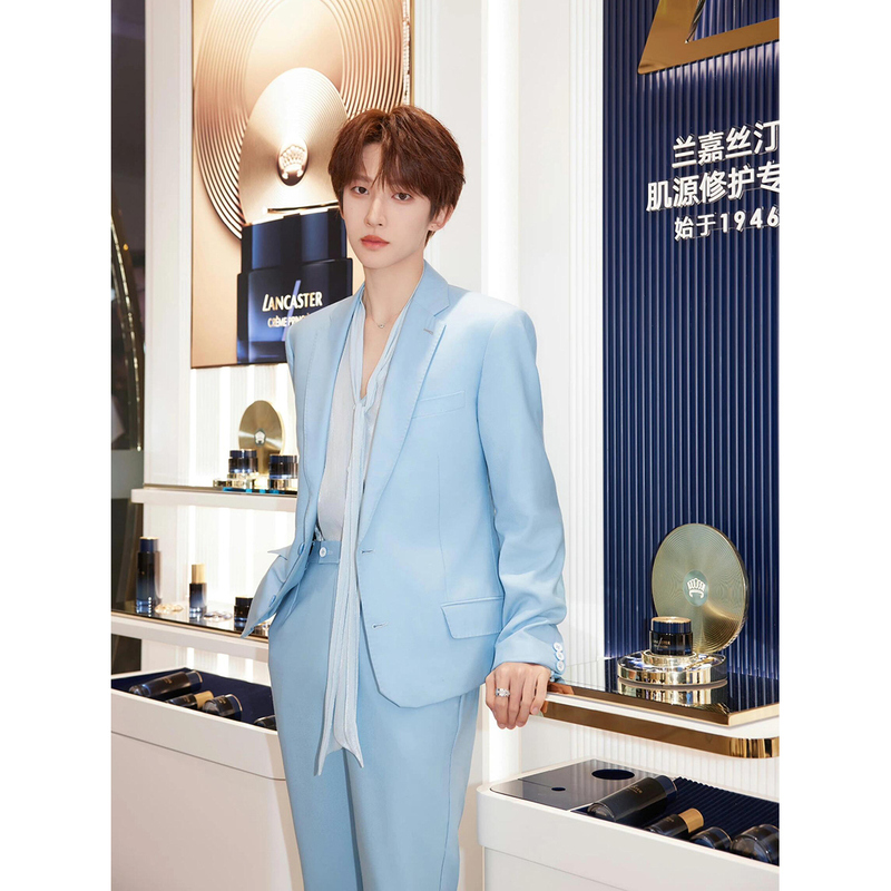 Liu Yu Star's Same Style Light Blue Men's Suit Jacket Fresh and Refined Korean Style Slim Fit Shoulder Pad Suit for Men Liu Yu Star's Same Style Light Blue Men's Suit Jacket Fresh and Refined Korean Style Slim Fit Shoulder Pad Suit for Men