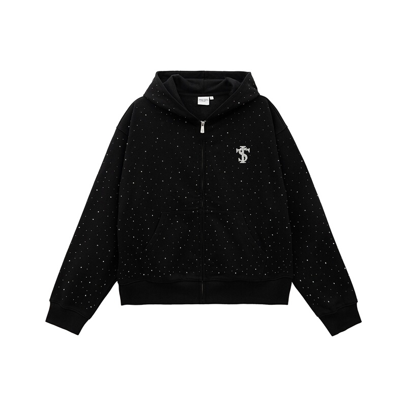 Stk Smalltownkid Starry Sky Hooded Cardigan Sweatshirt Zipper Jacket with Rhinestones Official official store