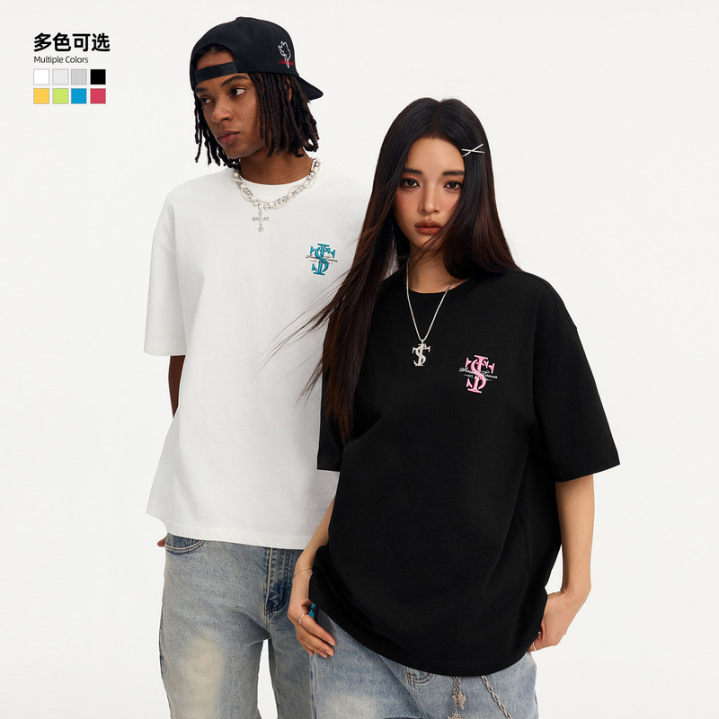 Stk Smalltown Kid American Retro Small Logo Basic Short-Sleeve T-Shirt with Embroidered Letters Official official store Stk Smalltown Kid American Retro Small Logo Basic Short-Sleeve T-Shirt with Embroidered Letters Official official store