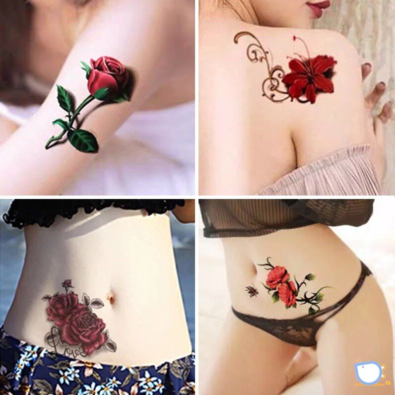 2022 New Cover Tattoo Sticker Waterproof Persistent Emulation Female Private Chest Sexy 3d Solid Net Red Bursting