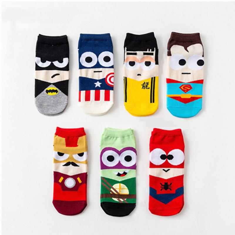 Spring and Summer Socks, Superhero Cartoon Boat Socks, Low-Cut Men's Trendy Socks, Cotton Superhero Spiderman Men's Socks
