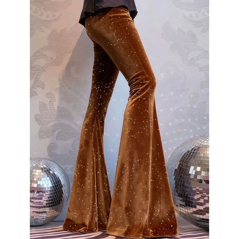 High Waisted Slimming Silver Flared Pants