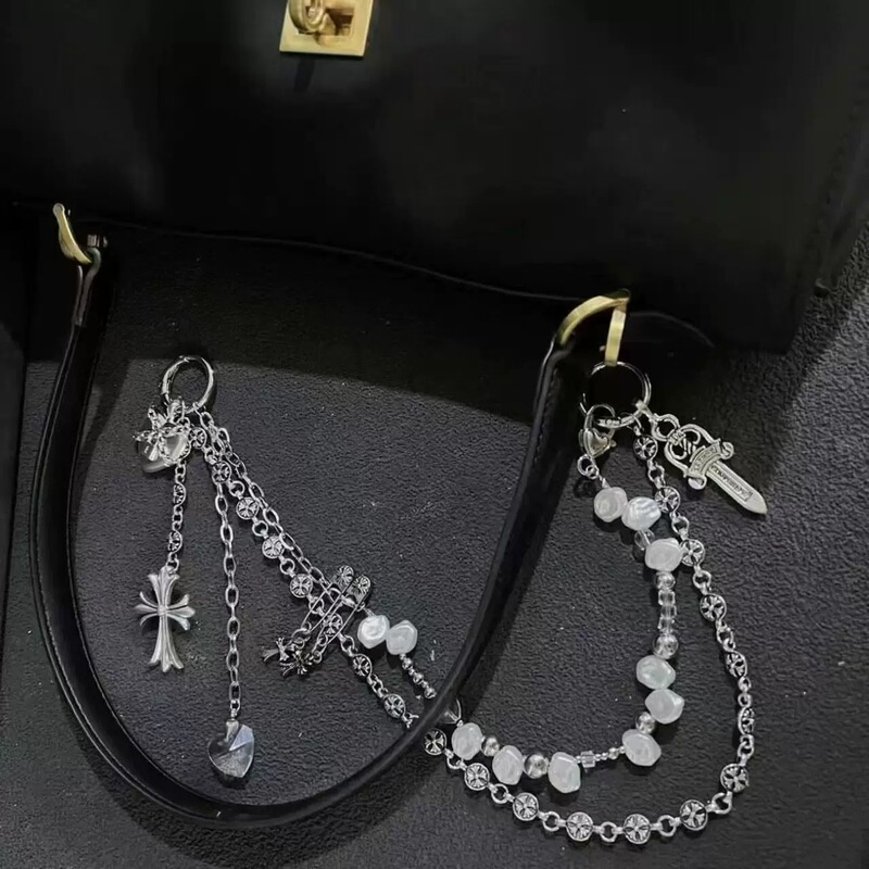Motorcycle Bag Pendant Black Warrior Series New Chain Bag Pendant Punk Style ins Multi-Layer Chain Pendant High-End Feel Motorcycle Bag Pendant Black Warrior Series New Chain Bag Pendant Punk Style ins Multi-Layer Chain Pendant High-End Feel