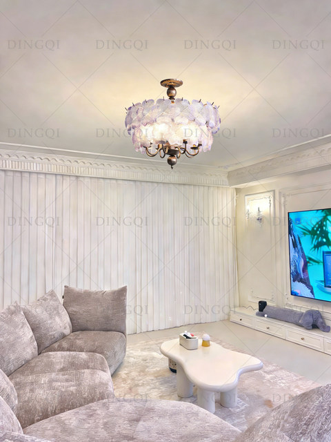 French-Style Vintage Bedroom Ceiling Light, American Retro Glass Petal Lamp for Living Room, Dining Room, Eye-Protection Study, Master Bedroom Lighting