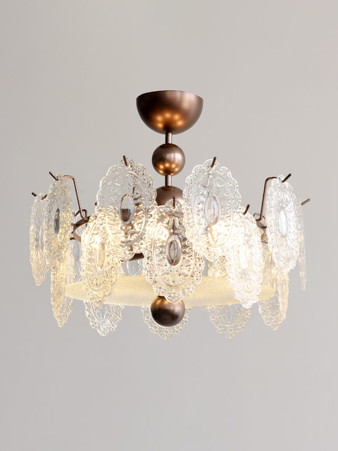 French-Style Vintage Chandelier for Bedroom and Study, American Retro Light Luxury Glass Art, 2026 New Model Study Lighting