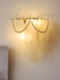 French-Style Light Luxury Wall Lamp, Crystal Glass Bedroom Bedside Lamp, Living Room Hallway Corridor Feather Shell Pearl Cream Style