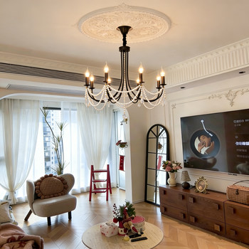 French-Style Living Room Chandelier Main Light, Vintage Living Room Light, Pearl Dining Room Bedroom Light, American-Style Candle Light, High-End Lighting Fixtures