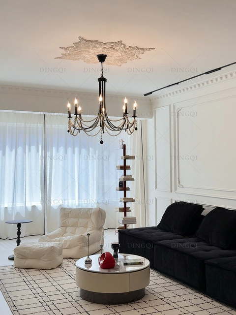 French-Style Living Room Chandelier Main Light, Vintage Living Room Light, Pearl Dining Room Bedroom Light, American-Style Candle Light, High-End Lighting Fixtures
