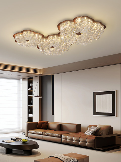 French-Style Light Luxury Ceiling Light for Living Room, Flower-Shaped Lamp with Gold Foil, High-End Vintage Mid-Century Style, Eye-Friendly Bedroom Lighting for Master Bedroom