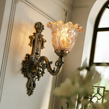 French-Style Vintage Wall Lamp for Living Room Background Wall, American Retro Creative Personality Corridor Decoration, Bedroom Bedside Lamp