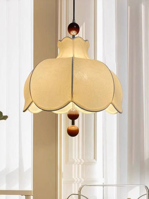 French Mid-Century Style Fabric Chandelier, Restaurant Lamp, New Chinese Style, South Asian Style, Retro Study Lamp, Guesthouse Bedroom Room Lamp