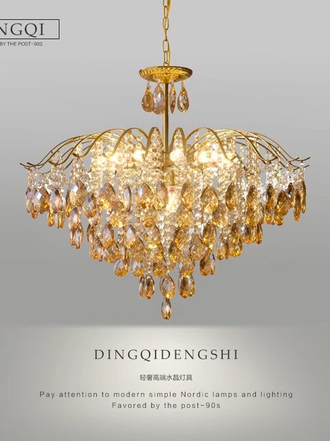 Living Room Crystal Chandelier, Dining Room Post-Modern Minimalist Light Luxury High-End Simple Hall Bedroom 2025 New Lighting Fixtures