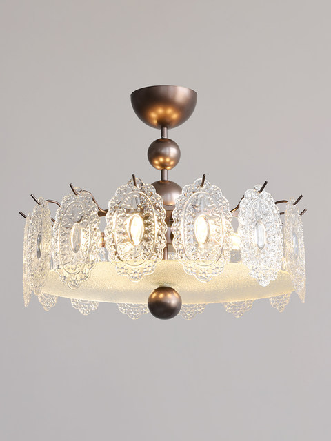 French-Style Vintage Chandelier for Bedroom and Study, American Retro Light Luxury Glass Art, 2026 New Model Study Lighting