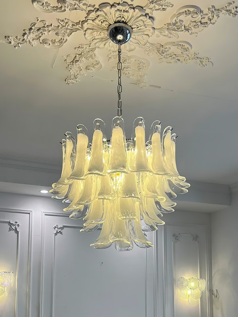 French-Style Light Luxury Crystal Chandelier for Villa Open-Air Living Room Murano Glass American Retro Duplex Bedroom Lighting Fixtures