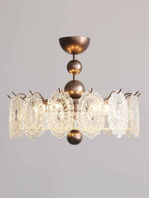 French-Style Vintage Chandelier for Bedroom and Study, American Retro Light Luxury Glass Art, 2026 New Model Study Lighting