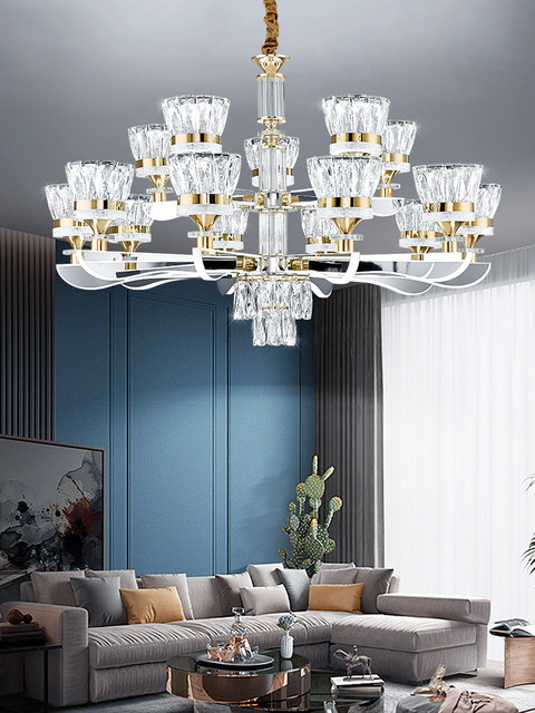Light Luxury Crystal Living Room Chandelier, Simple and Modern, Nordic Main Light, Villa Lobby Light Arm, Luminous Zhongshan Lighting Fixtures